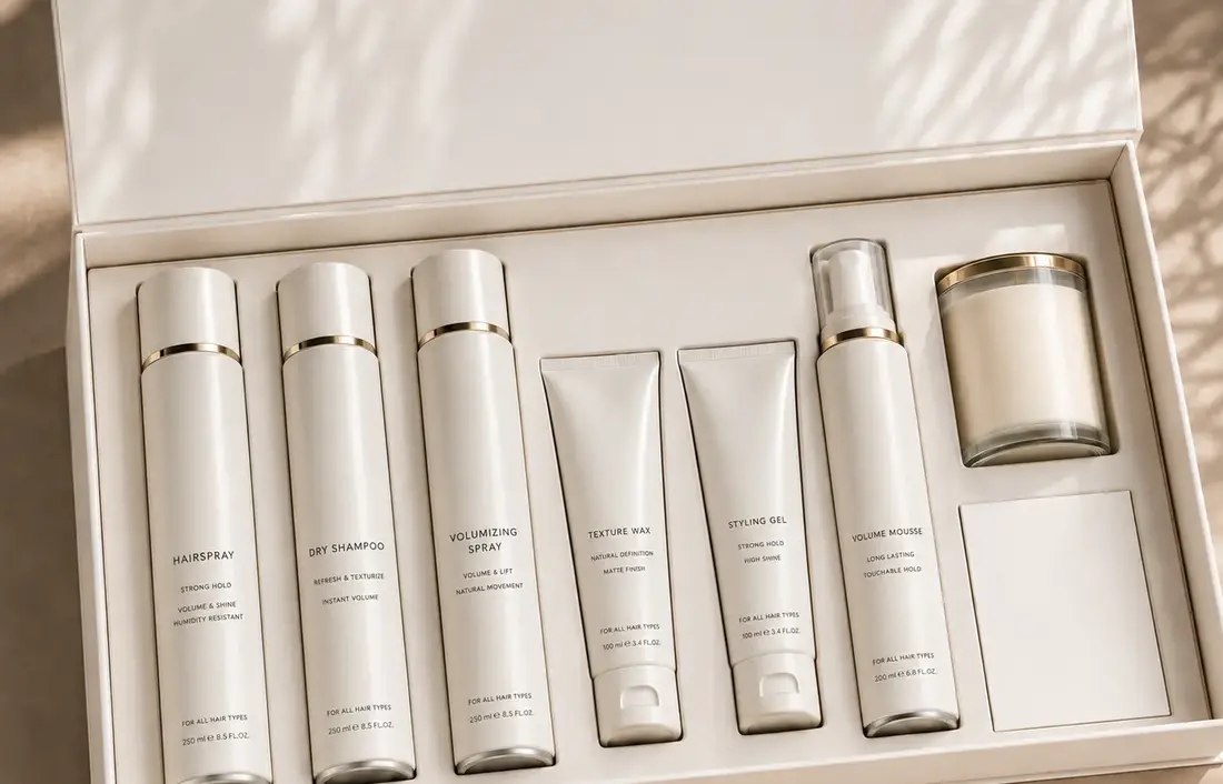 Neutrale verpakkingspresentatie voor private-label haircare